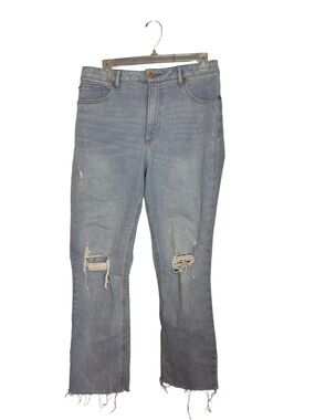 Express Curvy Mom Jeans Super High Rise Distressed Light Wash Cropped Size 10